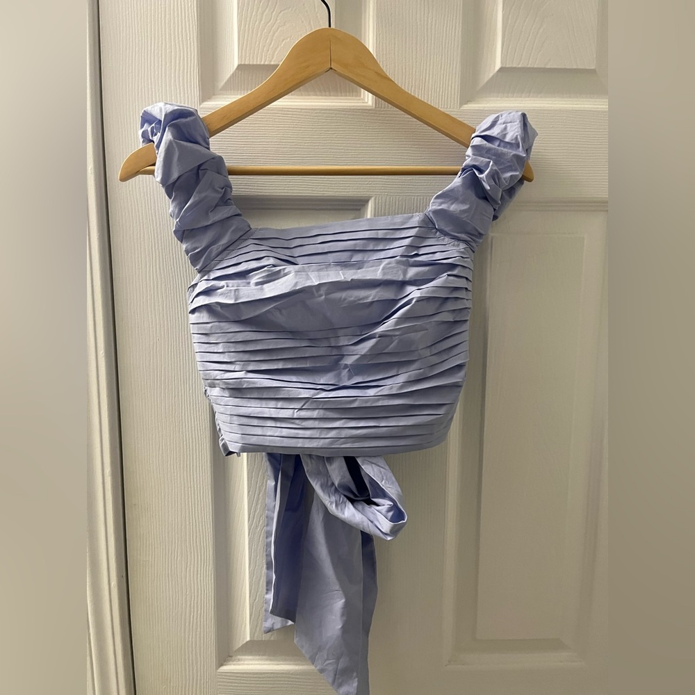 En Saison Ruched Blue Top